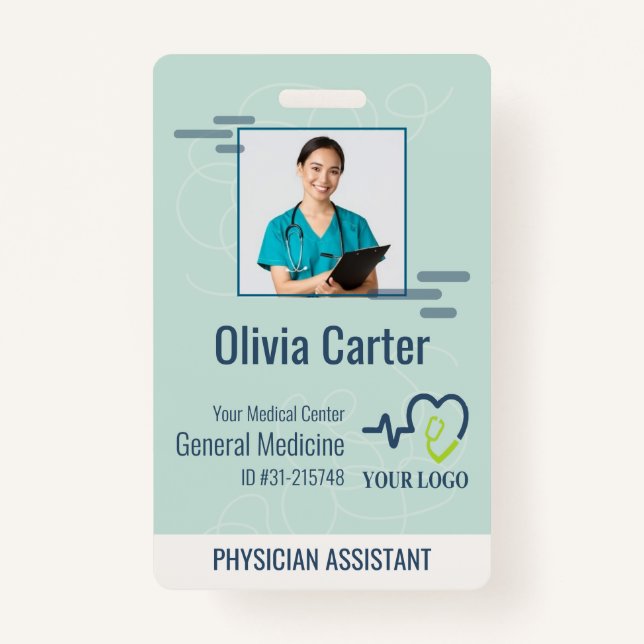 Personalized Hospital Employee Logo & Photo ID Bad Badge (Front)