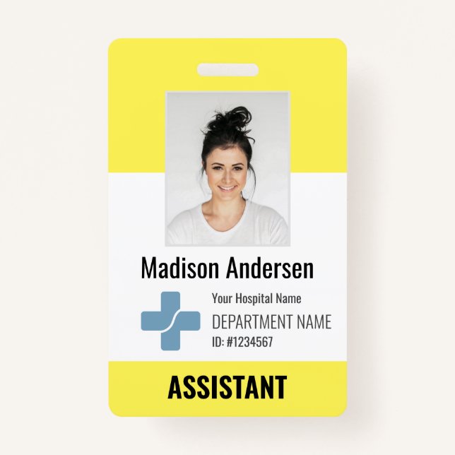 Personalized Hospital Employee Logo & Photo ID Bad Badge (Front)