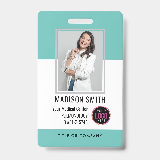 Personalized Hospital Employee Logo & Photo ID Bad Badge (Front)