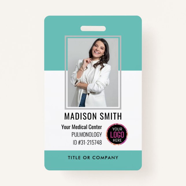 Personalized Hospital Employee Logo & Photo ID Bad Badge (Front)