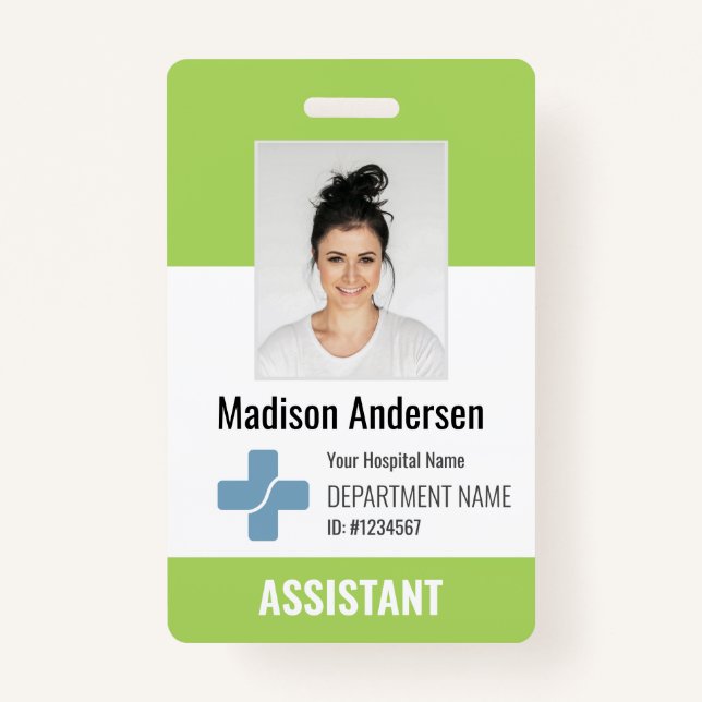 Personalized Hospital Employee Logo & Photo ID Bad Badge (Front)