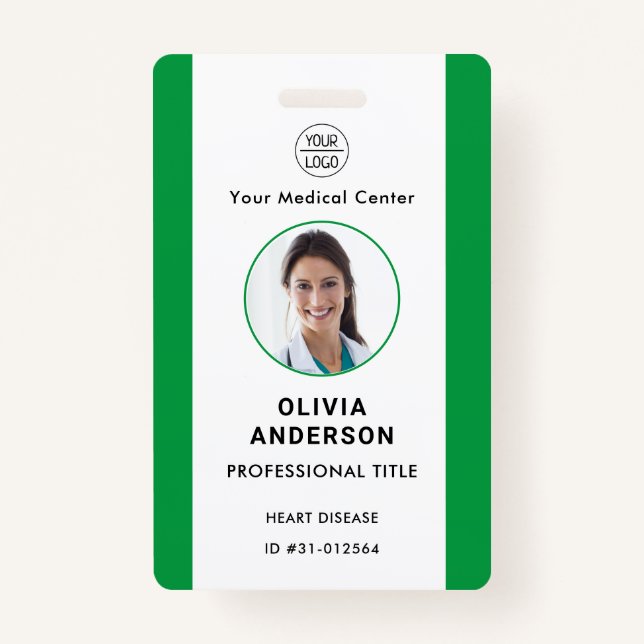 Personalized Hospital Employee Logo & Photo ID Bad Badge (Front)