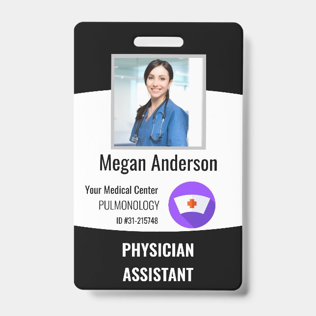 Personalized Hospital Employee Logo & Photo ID Bad Badge (Front)