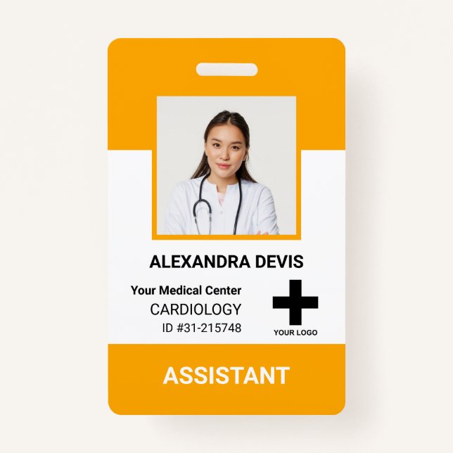 Personalized Hospital Employee Logo & Photo ID Bad Badge (Front)