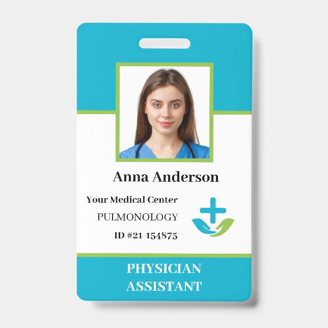 Personalized Hospital Employee Logo & Photo ID Bad Badge (Front)