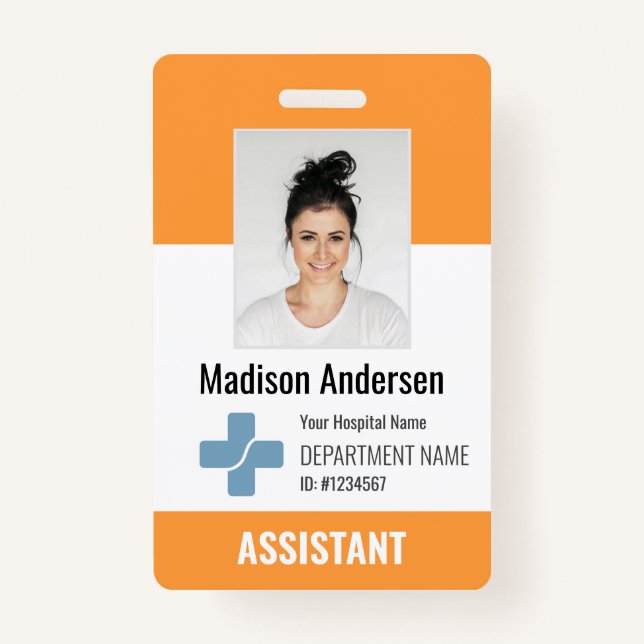 Personalized Hospital Employee Logo & Photo ID Bad Badge (Front)