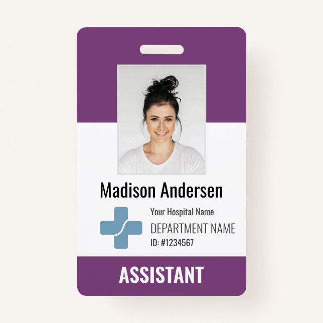Personalized Hospital Employee Logo & Photo ID Bad Badge (Front)