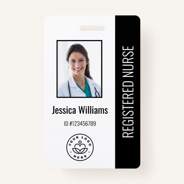 Personalized Hospital Employee Logo & Photo ID Badge (Front)