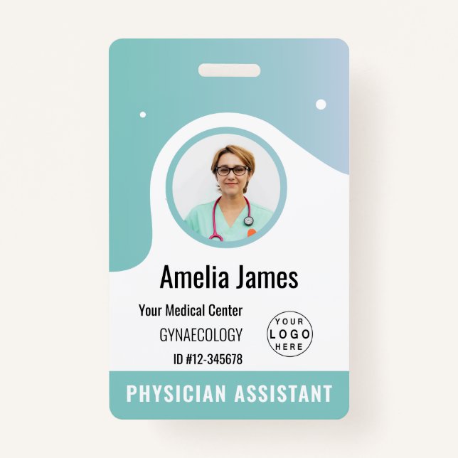 Personalized Hospital Employee Logo & Photo ID Badge (Front)
