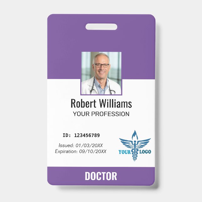 Personalized Hospital Employee Logo & Photo ID Badge (Front)