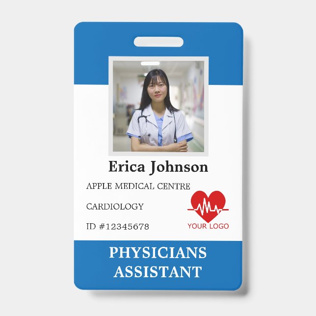 Personalized Hospital Employee Logo & Photo ID Badge (Front)