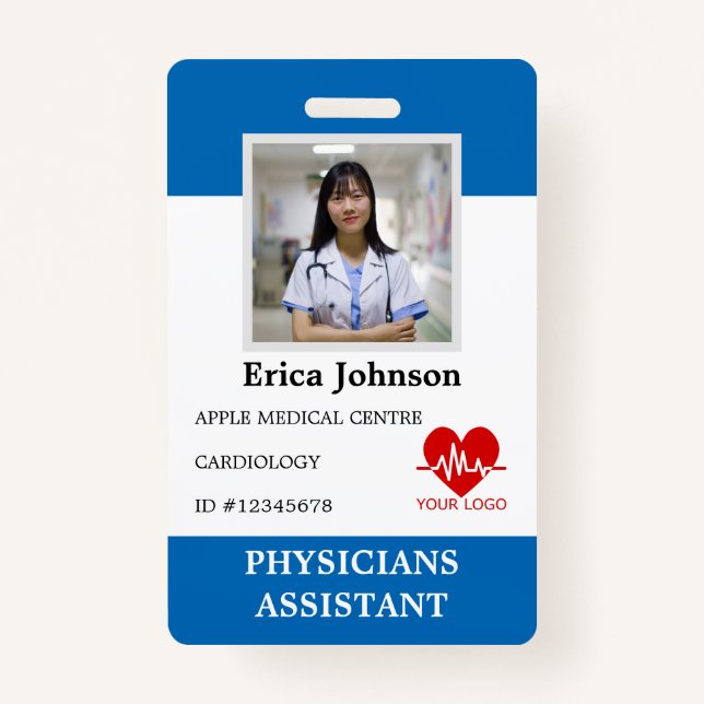 Personalized Hospital Employee Logo & Photo ID Badge (Front)