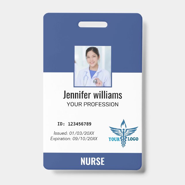 Personalized Hospital Employee Logo & Photo ID Badge (Front)