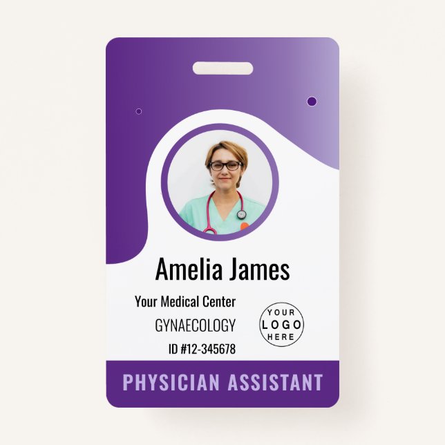 Personalized Hospital Employee Logo & Photo ID Badge (Front)