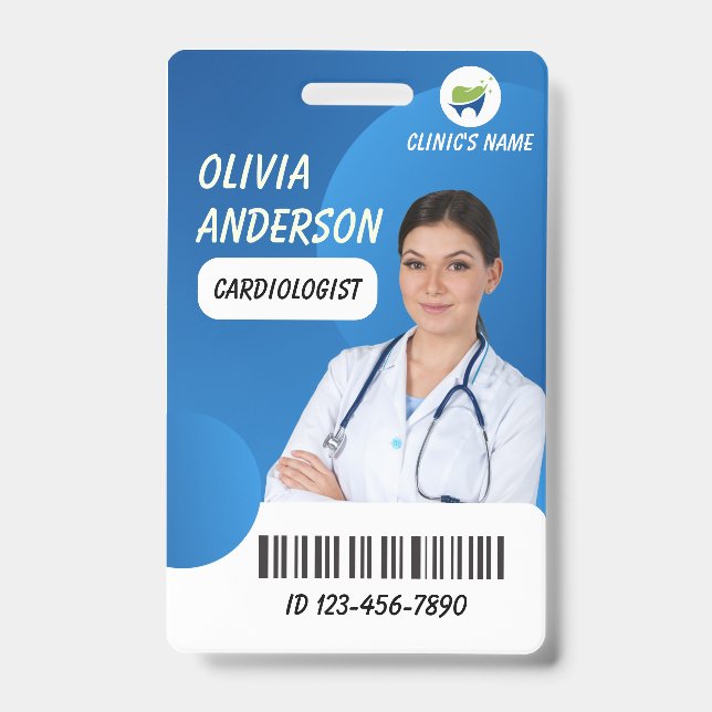 Personalized Hospital Employee Logo & Photo ID  Badge (Front)