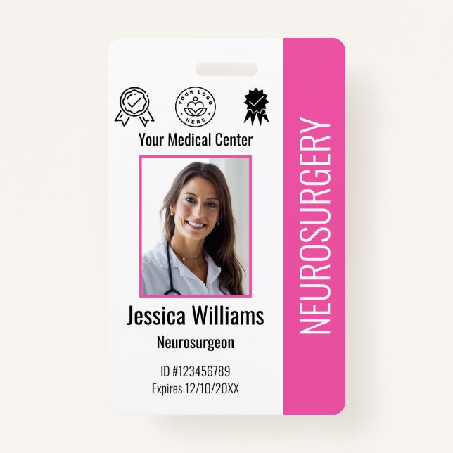 Personalized Hospital Employee Logo & Photo ID Badge (Front)