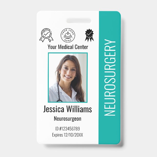 Personalized Hospital Employee Logo & Photo ID Badge (Front)