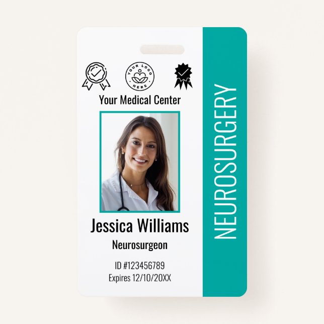 Personalized Hospital Employee Logo & Photo ID Badge (Front)