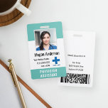 Personalized Hospital Employee Logo & Photo ID Badge<br><div class="desc">Personalize these vertical medical personnel badges with an employee photo and name, along with multiple custom text fields for hospital or healthcare facility name, unit or floor, title abbreviation, employee ID number, or valid through date, along with the medical centre logo. The title or role appears along the bottom in...</div>
