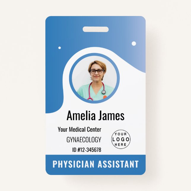Personalized Hospital Employee Logo & Photo ID Badge (Front)
