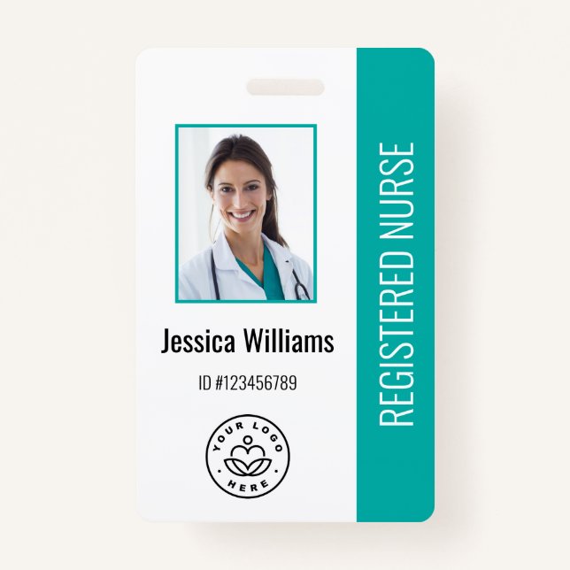 Personalized Hospital Employee Logo & Photo ID Badge (Front)