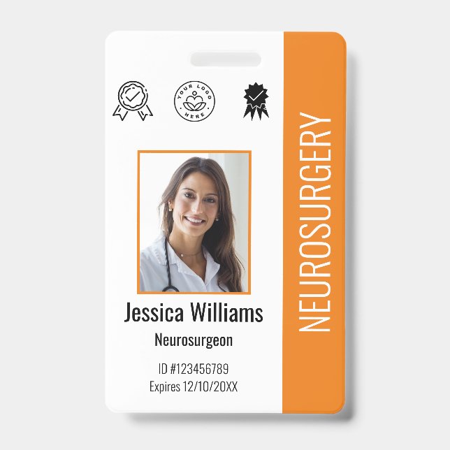 Personalized Hospital Employee Logo & Photo ID  Badge (Front)