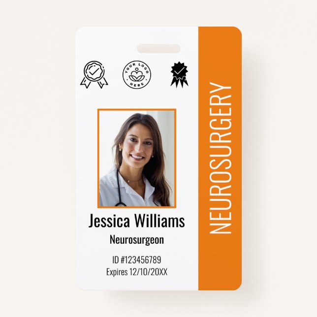 Personalized Hospital Employee Logo & Photo ID  Badge (Front)