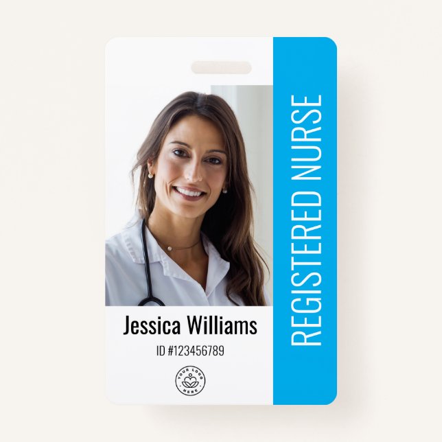 Personalized Hospital Employee Logo & Photo ID Badge (Front)