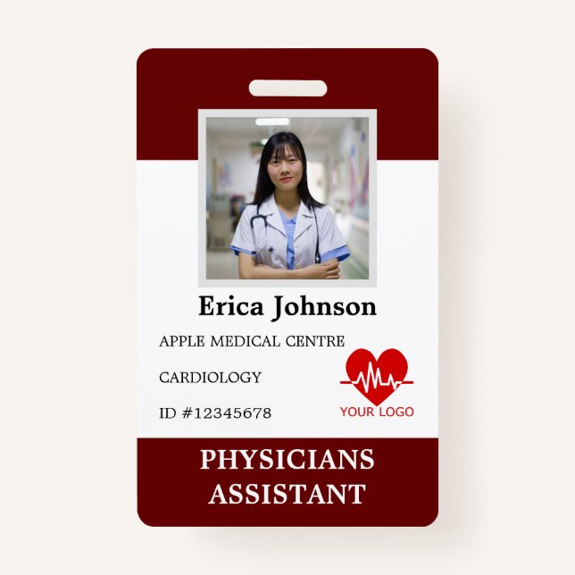 Personalized Hospital Employee Logo & Photo ID ID  Badge (Front)