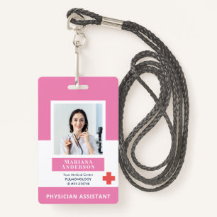 Personalized Hospital Employee Logo & Photo Pink Badge
