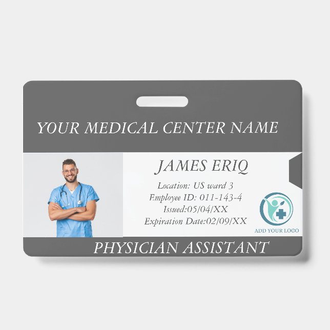 personalized Hospital Employee Photo ID Badge (Front)