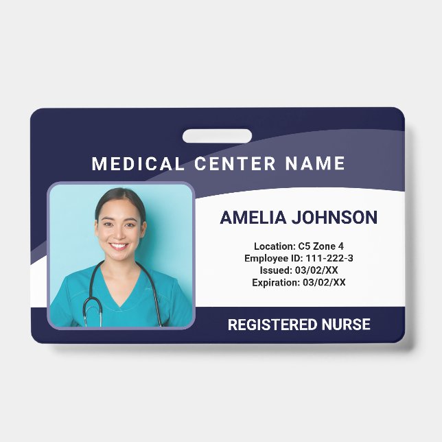 Personalized Hospital Employee Photo ID Badge (Front)