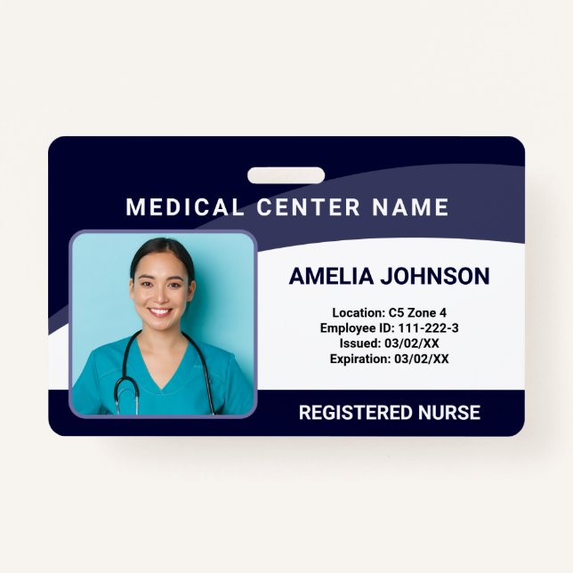 Personalized Hospital Employee Photo ID Badge (Front)