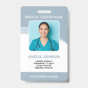 Personalized Hospital Employee Photo ID Grey Badge