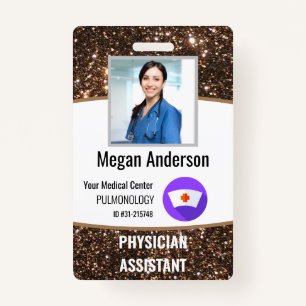 Personalized Hospital Glitter Employee Photo ID  Badge