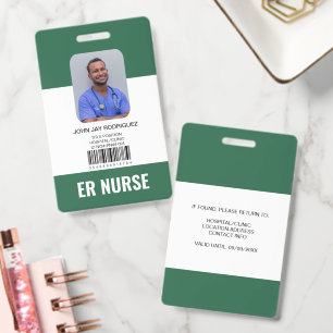 Personalized Hospital Medical Staff Green ID Badge