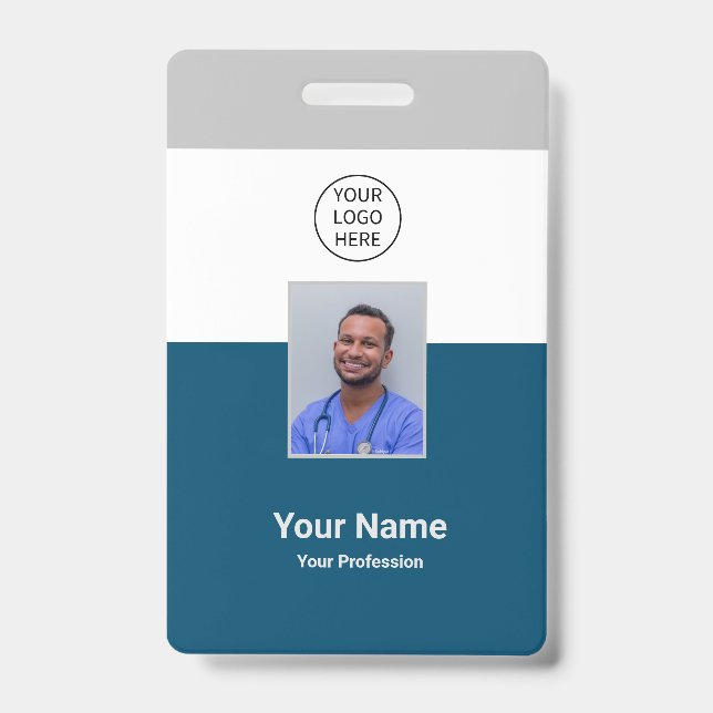 Personalized Hospital Modern Employee Staff  Badge (Front)