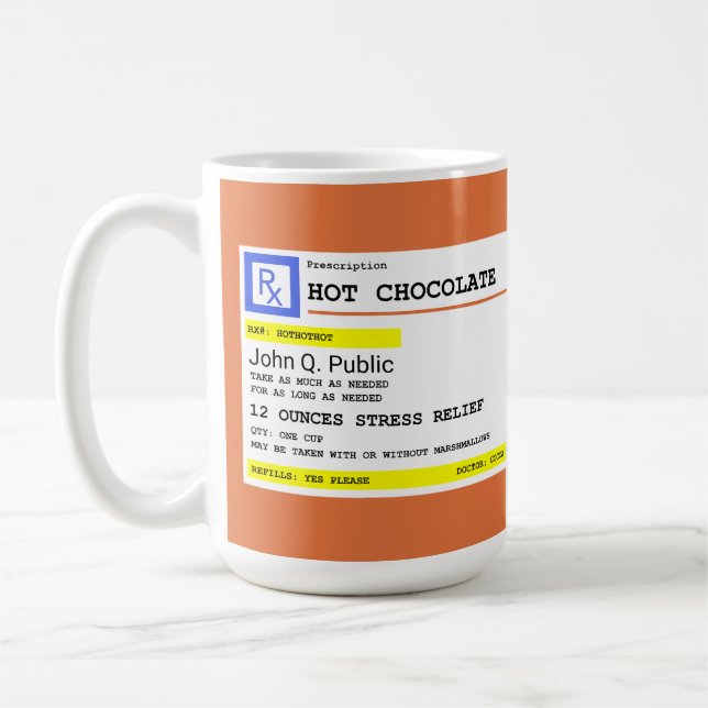 Personalized Hot Chocolate Prescription  Coffee Mug (Left)