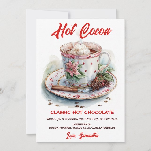 Personalized Hot Chocolate Recipe Holiday Card (Front)