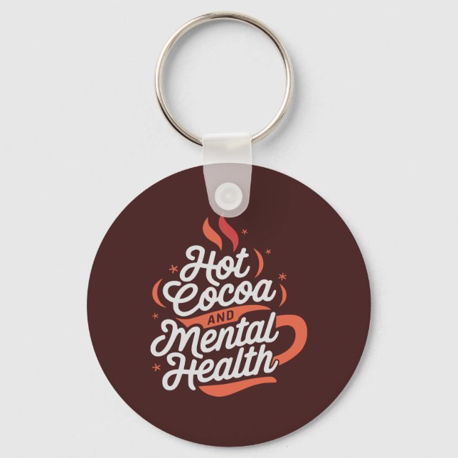 Personalized Hot Cocoa & Mental Health Keychain (Front)