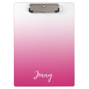 Personalized Hot Fuchsia Pink and White Gradient L Clipboard