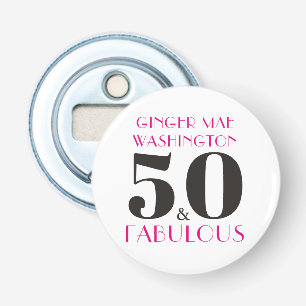 Personalized Hot Pink 50 and Fabulous Birthday Bottle Opener