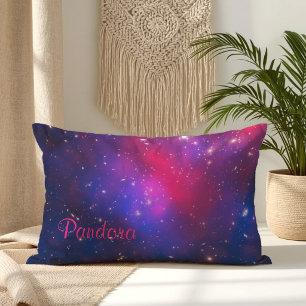 Personalized Hot Pink and Blue Pandora's Cluster Lumbar Pillow