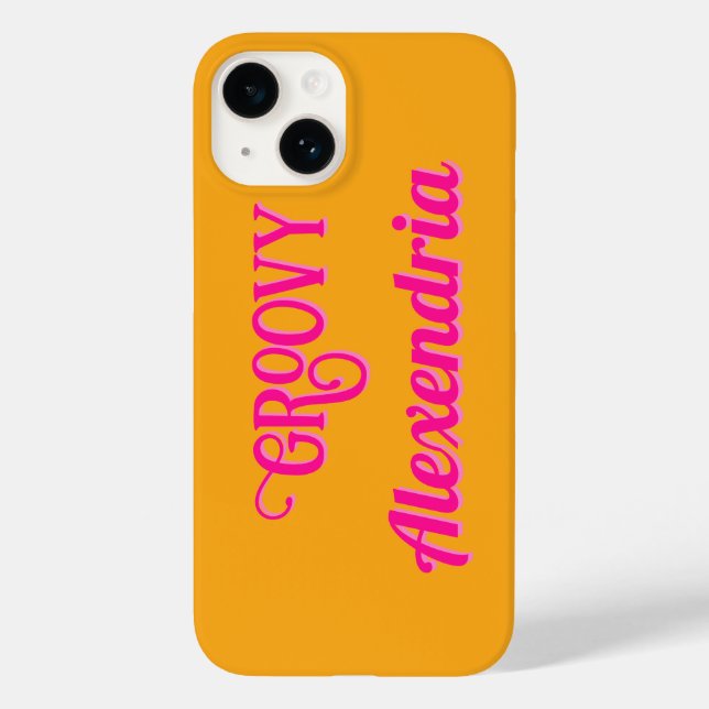 Personalized Hot Pink and Orange Case-Mate iPhone Case (Back)