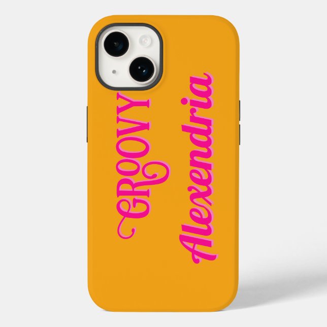 Personalized Hot Pink and Orange Case-Mate iPhone Case (Back)