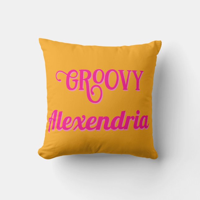 Personalized Hot Pink and Orange Throw Pillow (Front)