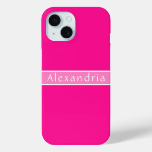 Personalized Hot Pink and Pink iPhone 15 Case