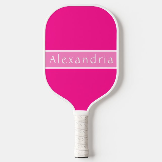 Personalized Hot Pink and Pink Pickleball Paddle (Front)