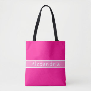 Personalized Hot Pink and Pink Tote Bag