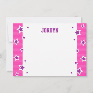 Personalized hot pink and purple flat note card
